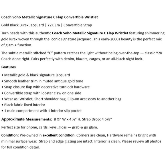 Coach Kristin Op Art pattern in a metallic gold EUC - Picture 14 of 14